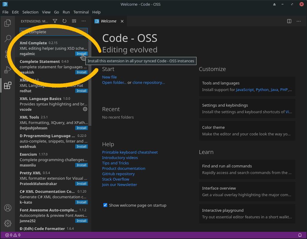 Instalar XML Complete en VS Code