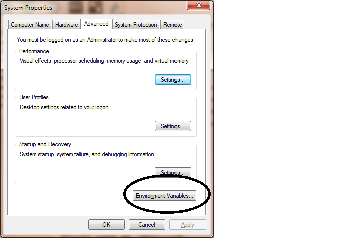 Figure 2: Environment Variables Location