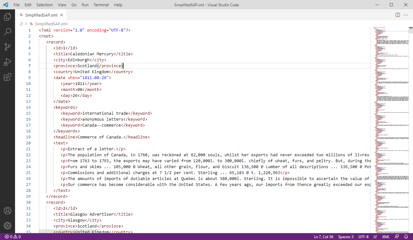 Figure 1: Viewing the XML